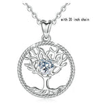 925 Sterling Silver Crystal Tree Necklace Tree of life Pendant Cubic zirconia Jewelry for women