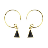 Temperament 925 Sterling Silver Earrings Black Geometric Triangle