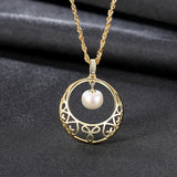 star moon  freshwater pearl  pendant 925 Sterling silver necklace